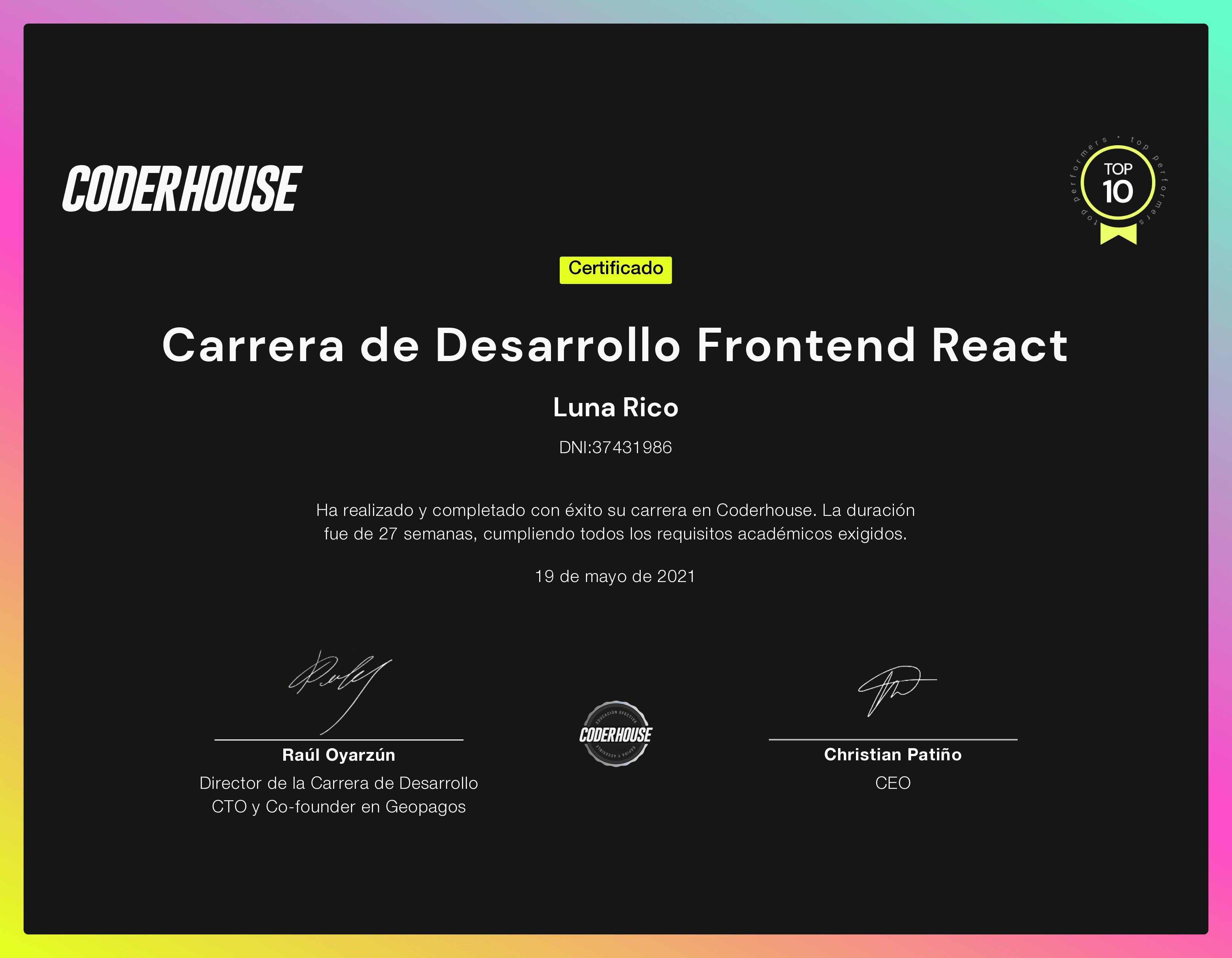 Certificado de la Carrera de Desarrollador Front-End